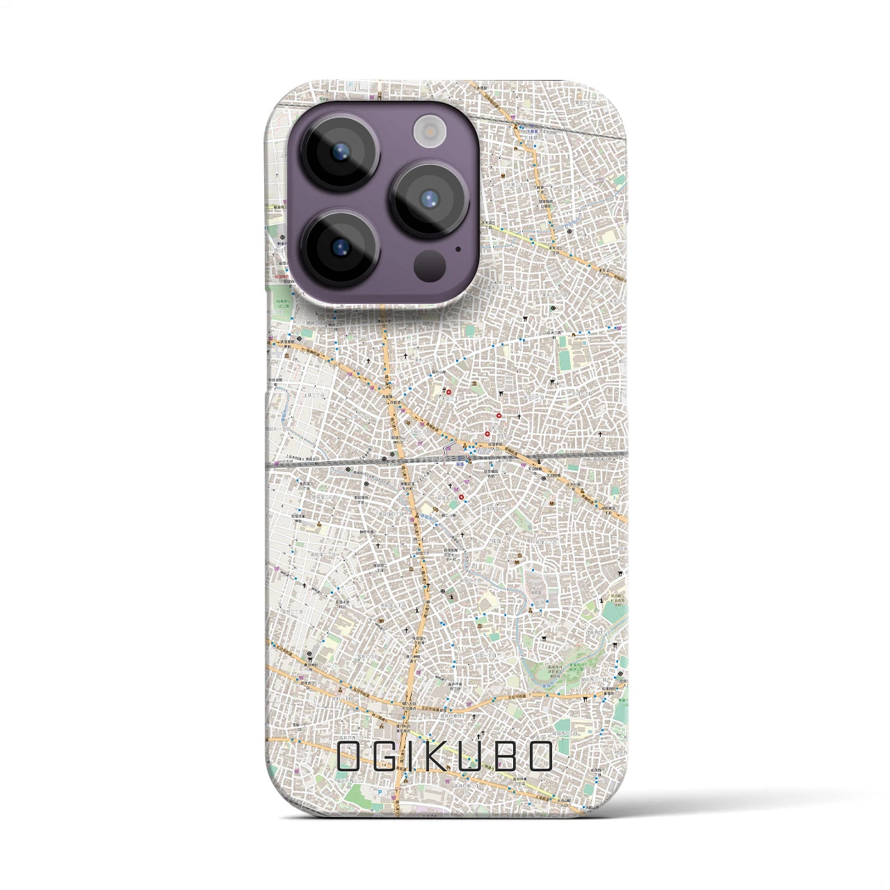 【荻窪2】地図柄iPhoneケース（バックカバータイプ・ナチュラル）iPhone 14 Pro 用