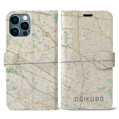 【荻窪2（東京都）】地図柄iPhoneケース（手帳タイプ）ナチュラル・iPhone 12 / 12 Pro 用