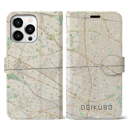 【荻窪2（東京都）】地図柄iPhoneケース（手帳タイプ）ナチュラル・iPhone 13 Pro 用