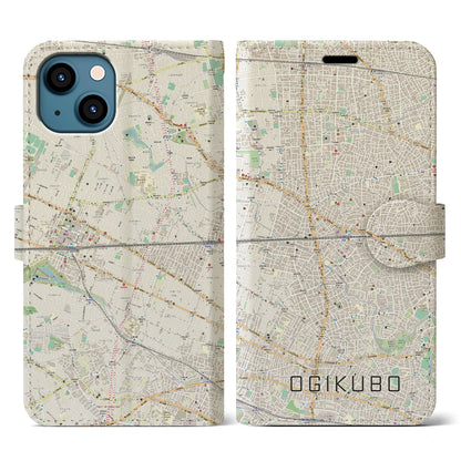 【荻窪2（東京都）】地図柄iPhoneケース（手帳タイプ）ナチュラル・iPhone 13 用