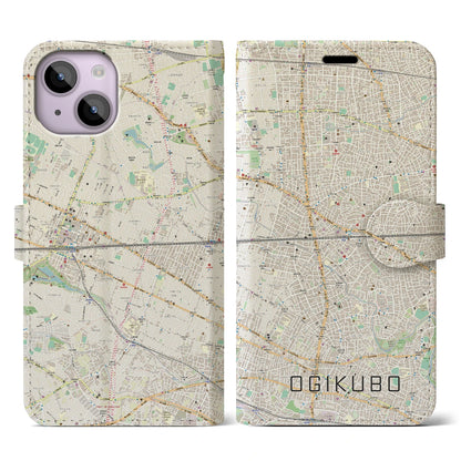 【荻窪2（東京都）】地図柄iPhoneケース（手帳タイプ）ナチュラル・iPhone 14 用