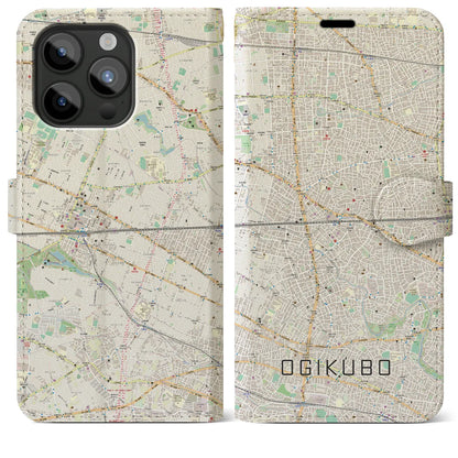 【荻窪2（東京都）】地図柄iPhoneケース（手帳タイプ）ナチュラル・iPhone 15 Pro Max 用