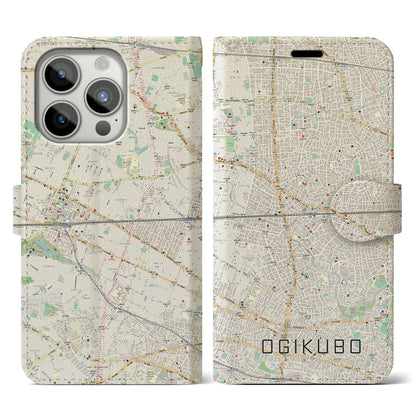【荻窪2（東京都）】地図柄iPhoneケース（手帳タイプ）ナチュラル・iPhone 15 Pro 用