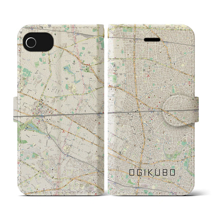 【荻窪2（東京都）】地図柄iPhoneケース（手帳タイプ）ナチュラル・iPhone SE（第3 / 第2世代） / 8 / 7 / 6s / 6 用