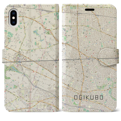【荻窪2（東京都）】地図柄iPhoneケース（手帳タイプ）ナチュラル・iPhone XS Max 用
