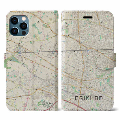 【荻窪（東京都）】地図柄iPhoneケース（手帳タイプ）ナチュラル・iPhone 12 / 12 Pro 用