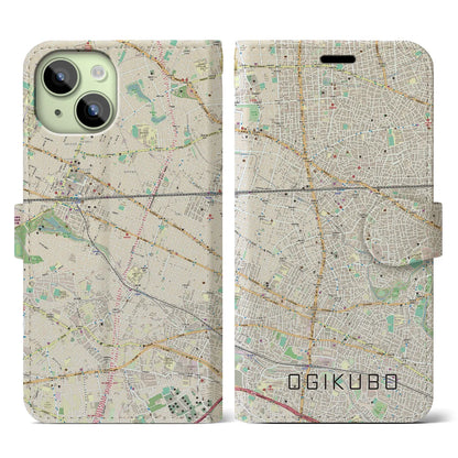 【荻窪（東京都）】地図柄iPhoneケース（手帳タイプ）ナチュラル・iPhone 15 用