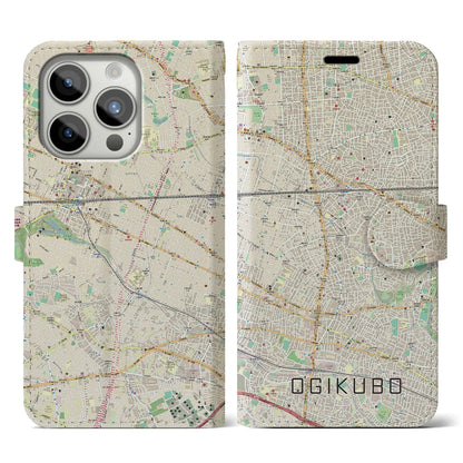 【荻窪（東京都）】地図柄iPhoneケース（手帳タイプ）ナチュラル・iPhone 15 Pro 用