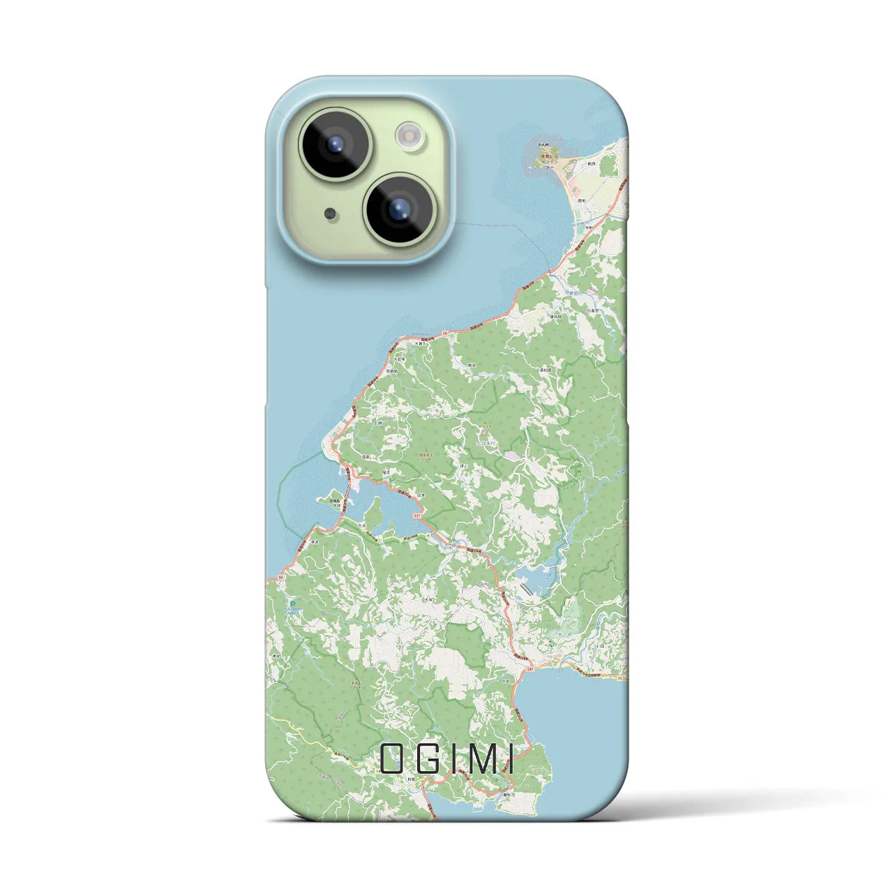 【大宜味】地図柄iPhoneケース（バックカバータイプ・ナチュラル）iPhone 15 用