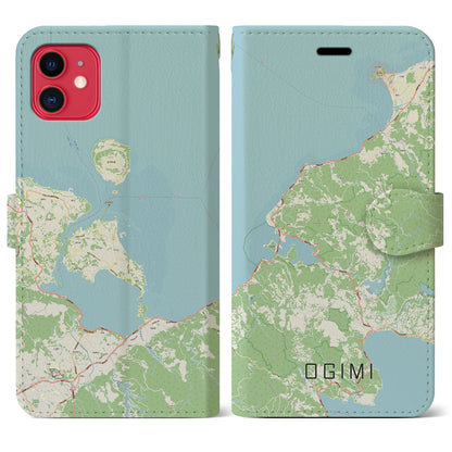 【大宜味（沖縄県）】地図柄iPhoneケース（手帳タイプ）ナチュラル・iPhone 11 用