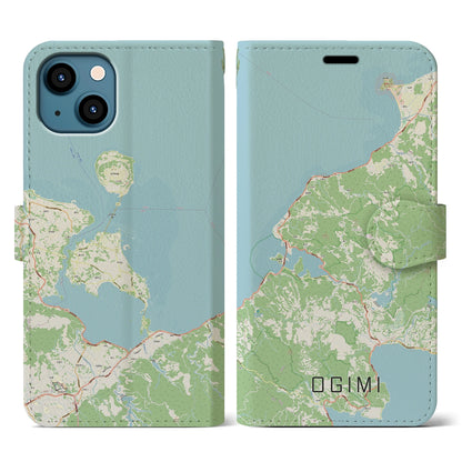【大宜味（沖縄県）】地図柄iPhoneケース（手帳タイプ）ナチュラル・iPhone 13 用