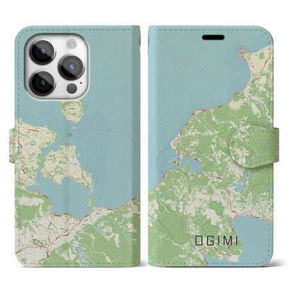 【大宜味（沖縄県）】地図柄iPhoneケース（手帳タイプ）ナチュラル・iPhone 14 Pro 用