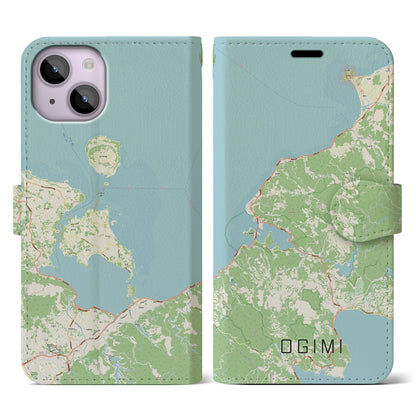 【大宜味（沖縄県）】地図柄iPhoneケース（手帳タイプ）ナチュラル・iPhone 14 用