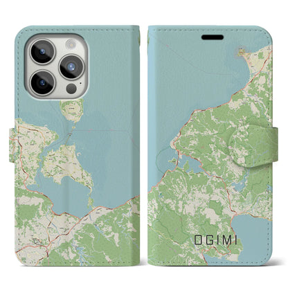 【大宜味（沖縄県）】地図柄iPhoneケース（手帳タイプ）ナチュラル・iPhone 15 Pro 用