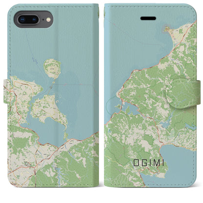 【大宜味（沖縄県）】地図柄iPhoneケース（手帳タイプ）ナチュラル・iPhone 8Plus /7Plus / 6sPlus / 6Plus 用