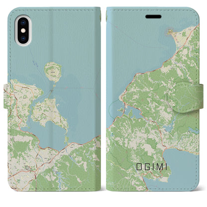 【大宜味（沖縄県）】地図柄iPhoneケース（手帳タイプ）ナチュラル・iPhone XS Max 用