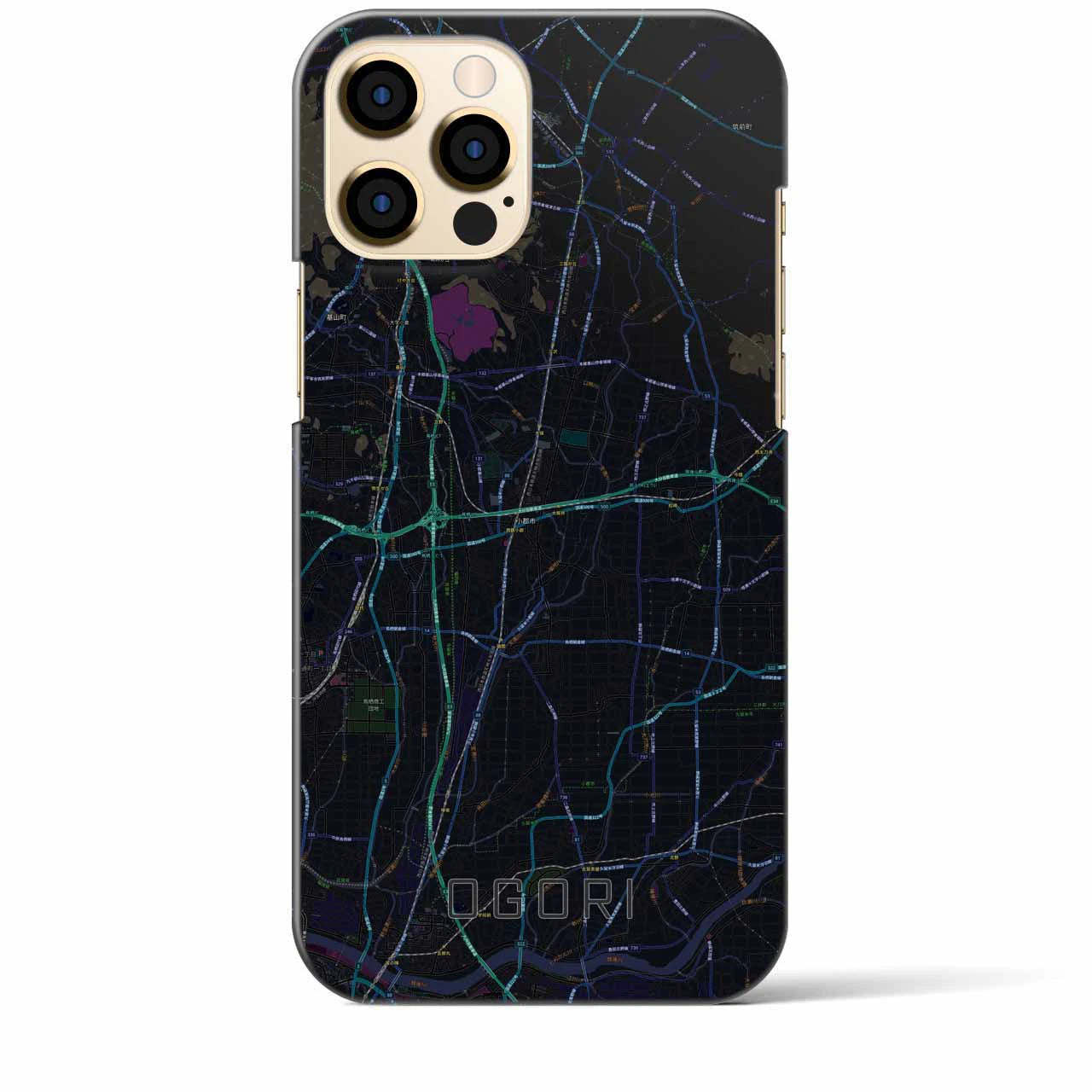 【小郡】地図柄iPhoneケース（バックカバータイプ・ブラック）iPhone 12 Pro Max 用
