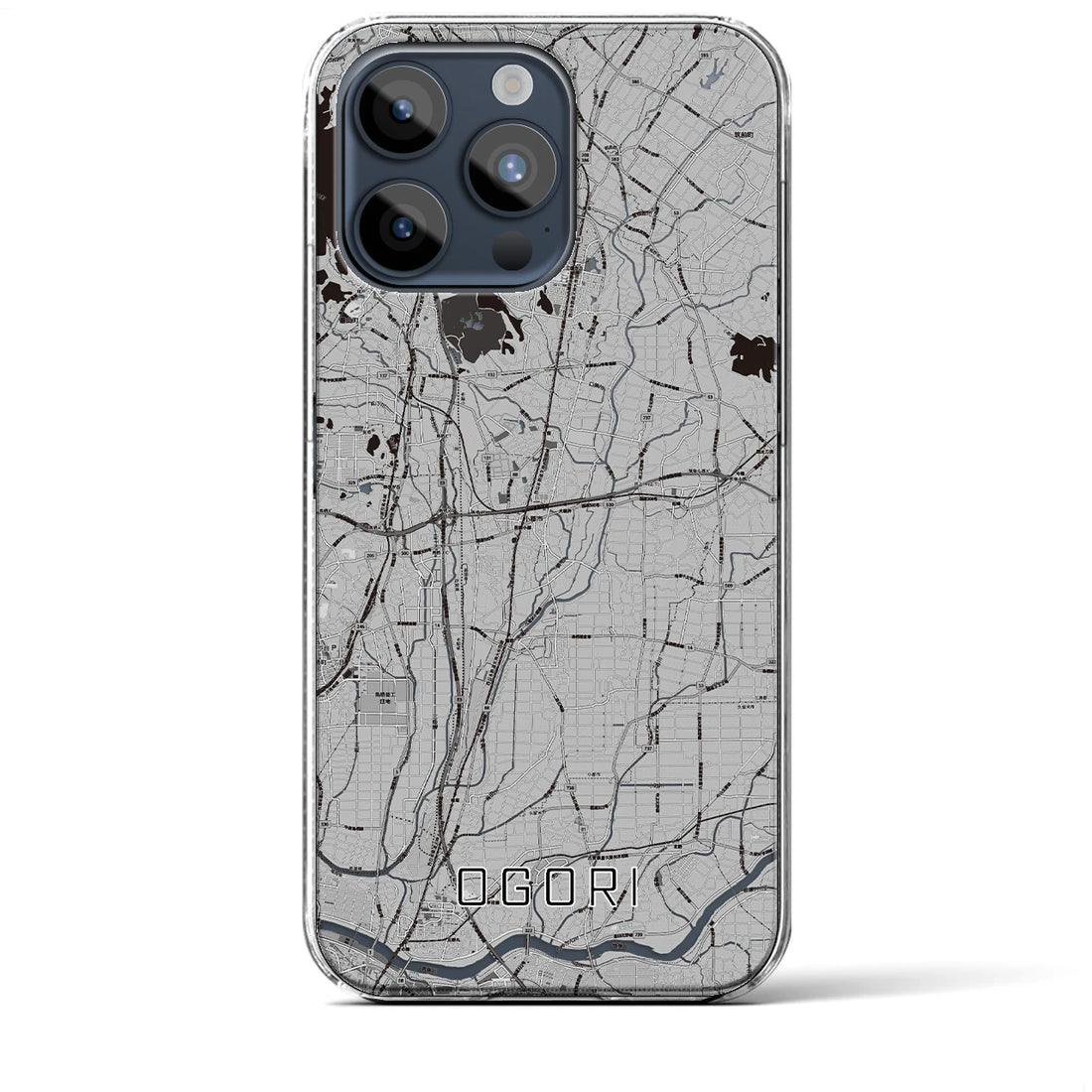 【小郡】地図柄iPhoneケース（クリアタイプ・モノトーン）iPhone 15 Pro Max 用