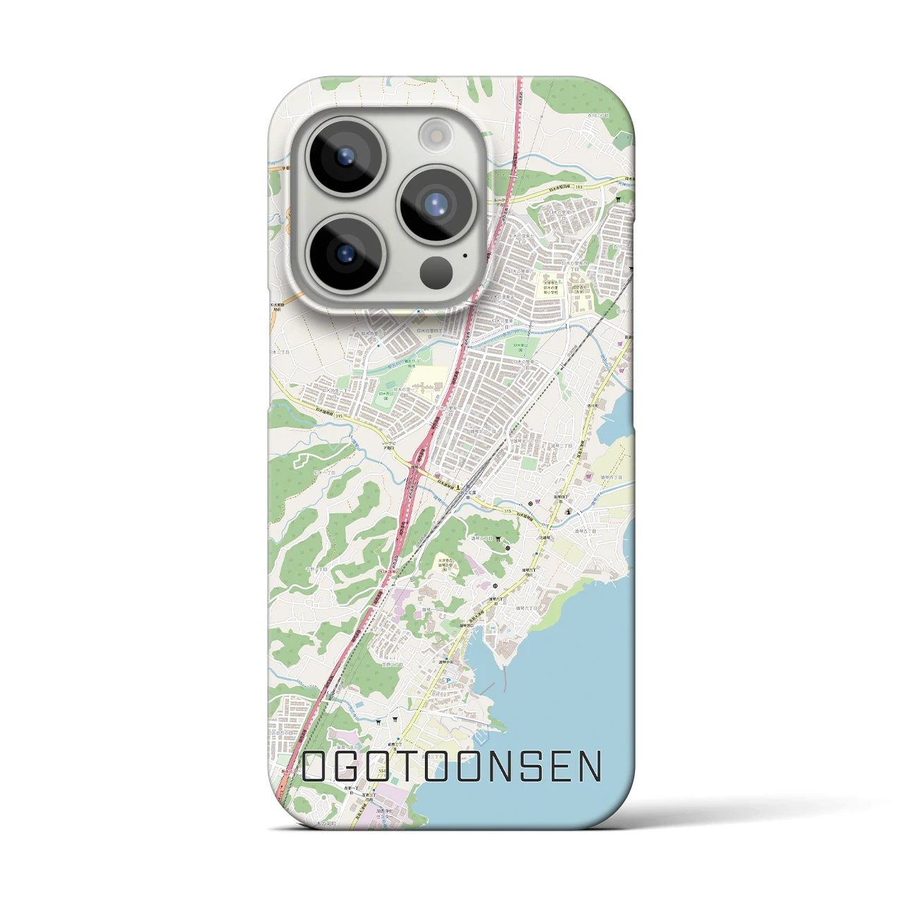 【おごと温泉】地図柄iPhoneケース（バックカバータイプ・ナチュラル）iPhone 15 Pro 用