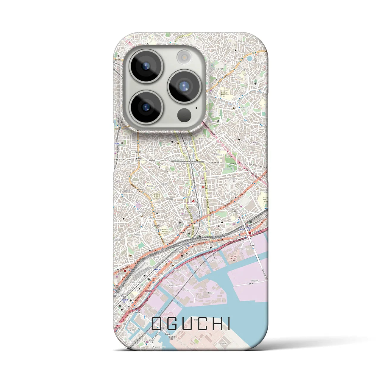 【大口】地図柄iPhoneケース（バックカバータイプ・ナチュラル）iPhone 15 Pro 用