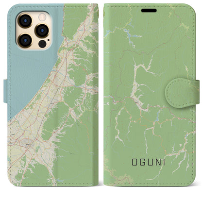 【小国（山形県）】地図柄iPhoneケース（手帳タイプ）ナチュラル・iPhone 12 Pro Max 用