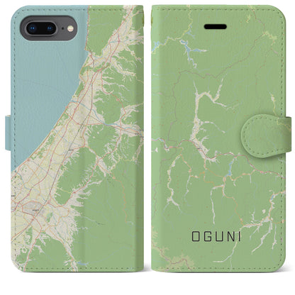 【小国（山形県）】地図柄iPhoneケース（手帳タイプ）ナチュラル・iPhone 8Plus /7Plus / 6sPlus / 6Plus 用