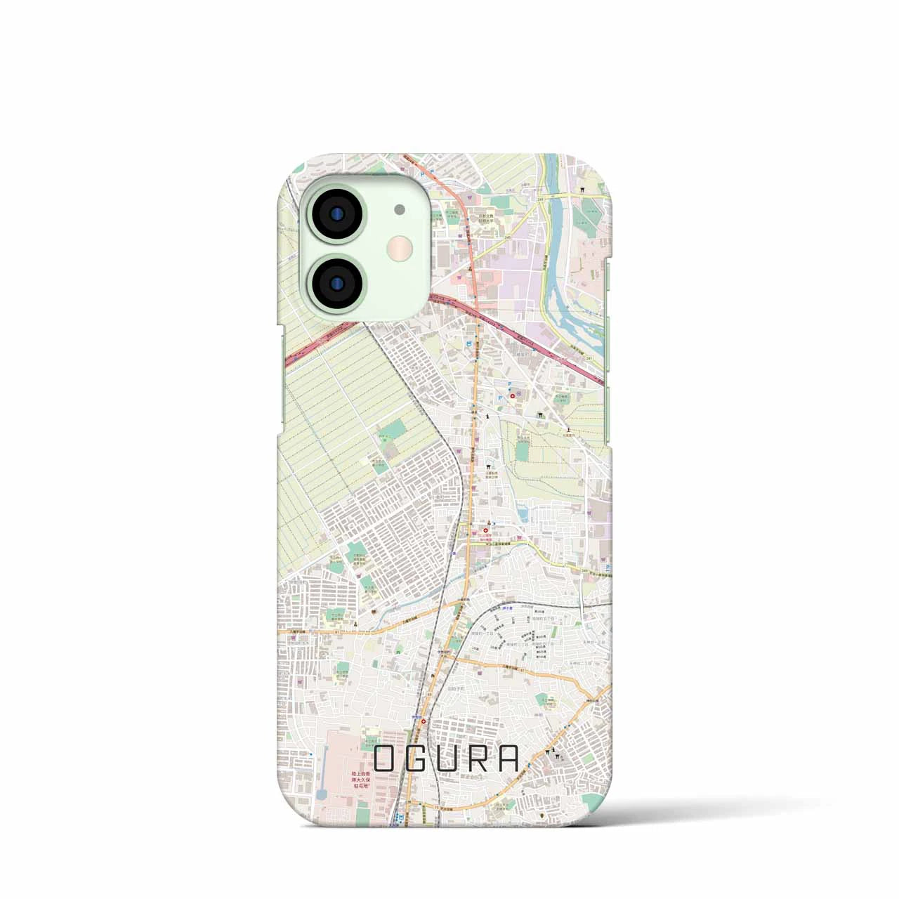 【小倉（京都府）】地図柄iPhoneケース（バックカバータイプ・ナチュラル）iPhone 12 mini 用