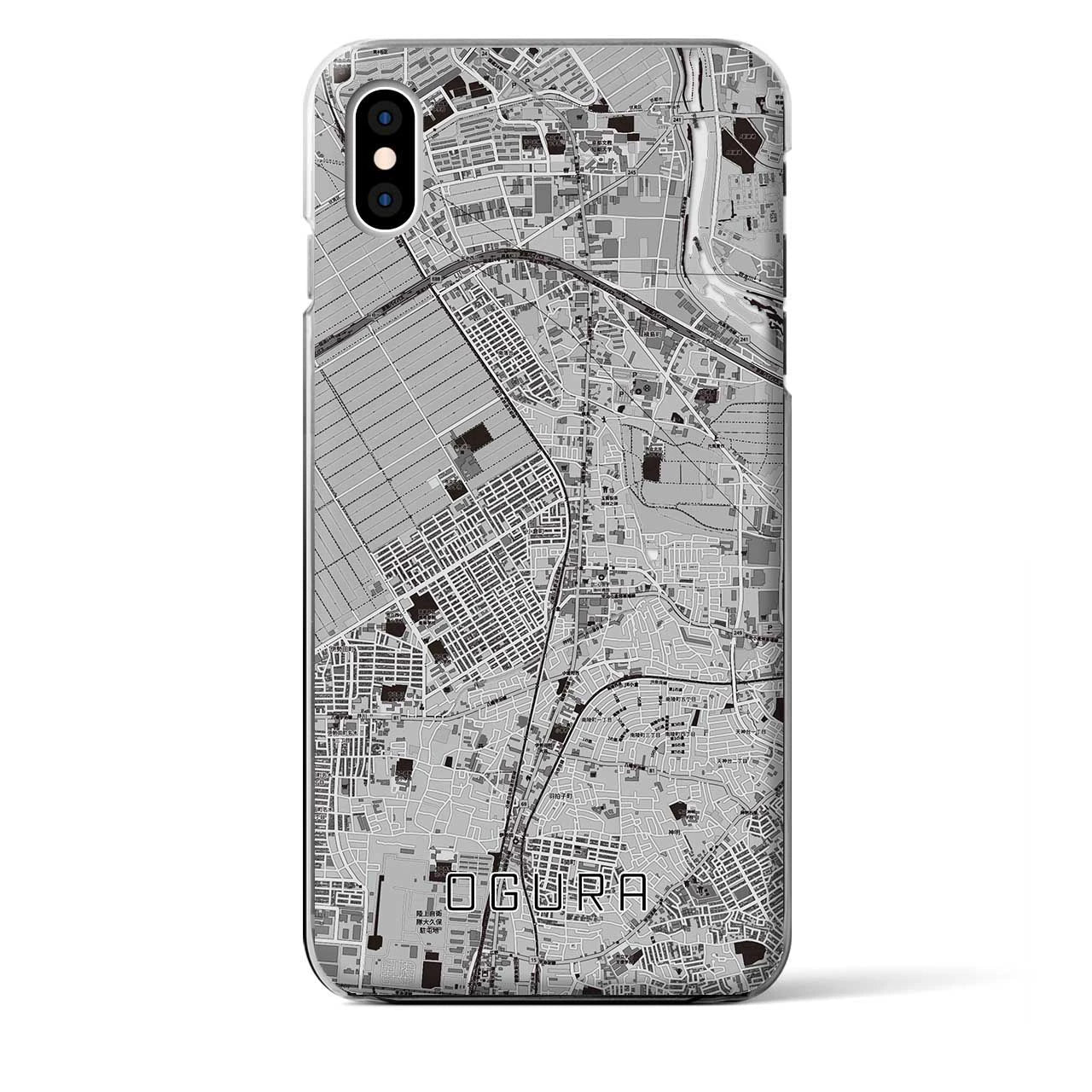 【小倉（京都府）】地図柄iPhoneケース（クリアタイプ・モノトーン）iPhone XS Max 用