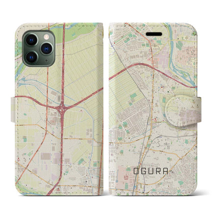 【小倉（京都府）】地図柄iPhoneケース（手帳タイプ）ナチュラル・iPhone 11 Pro 用