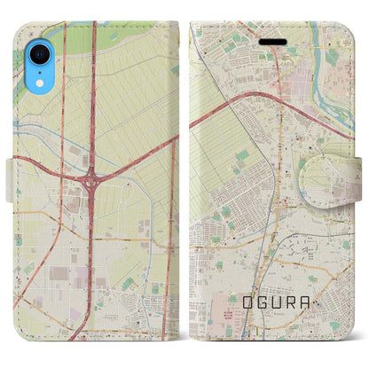 【小倉（京都府）】地図柄iPhoneケース（手帳タイプ）ナチュラル・iPhone XR 用