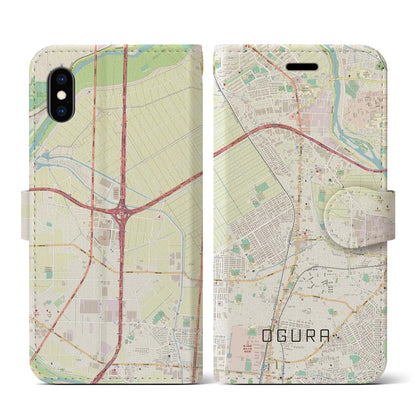 【小倉（京都府）】地図柄iPhoneケース（手帳タイプ）ナチュラル・iPhone XS / X 用