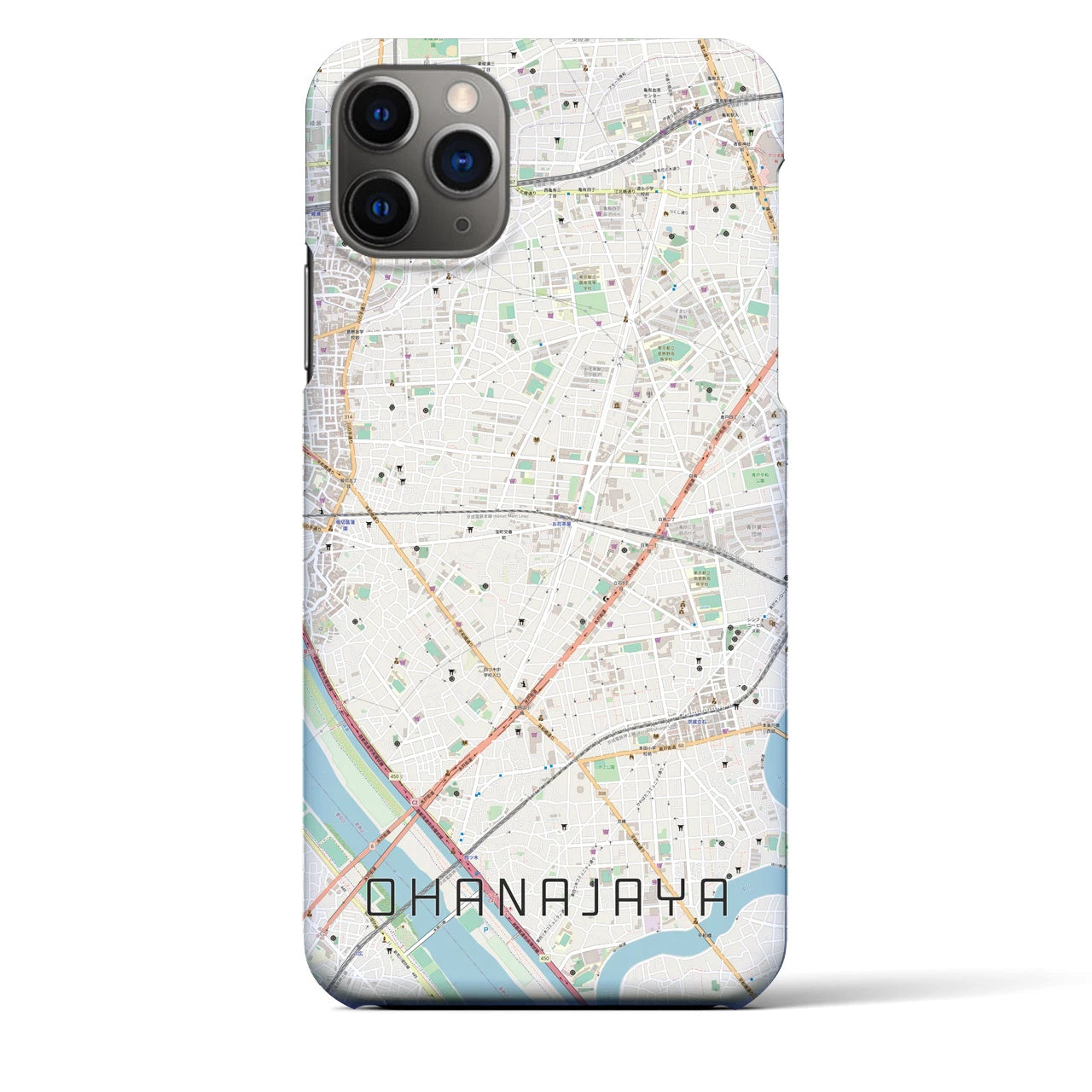 【お花茶屋】地図柄iPhoneケース（バックカバータイプ・ナチュラル）iPhone 11 Pro Max 用