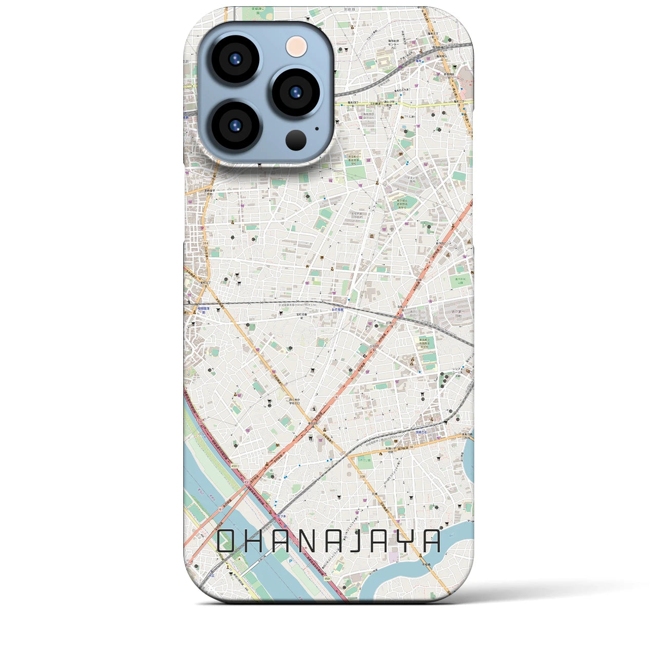 【お花茶屋】地図柄iPhoneケース（バックカバータイプ・ナチュラル）iPhone 13 Pro Max 用