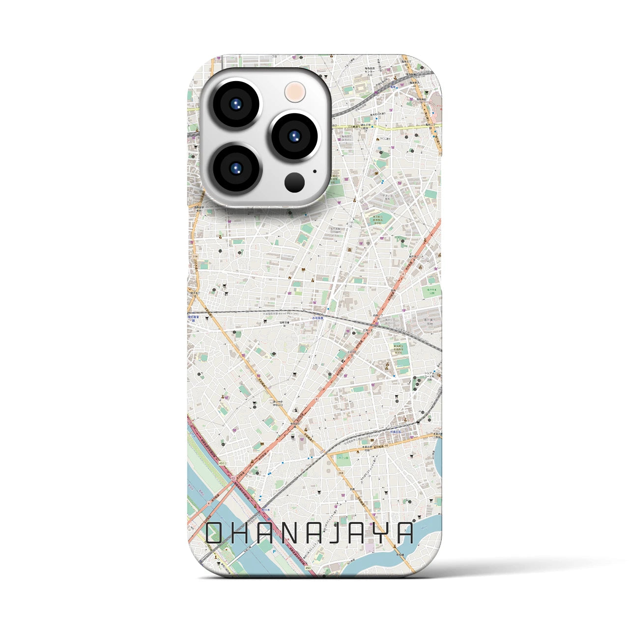 【お花茶屋】地図柄iPhoneケース（バックカバータイプ・ナチュラル）iPhone 13 Pro 用
