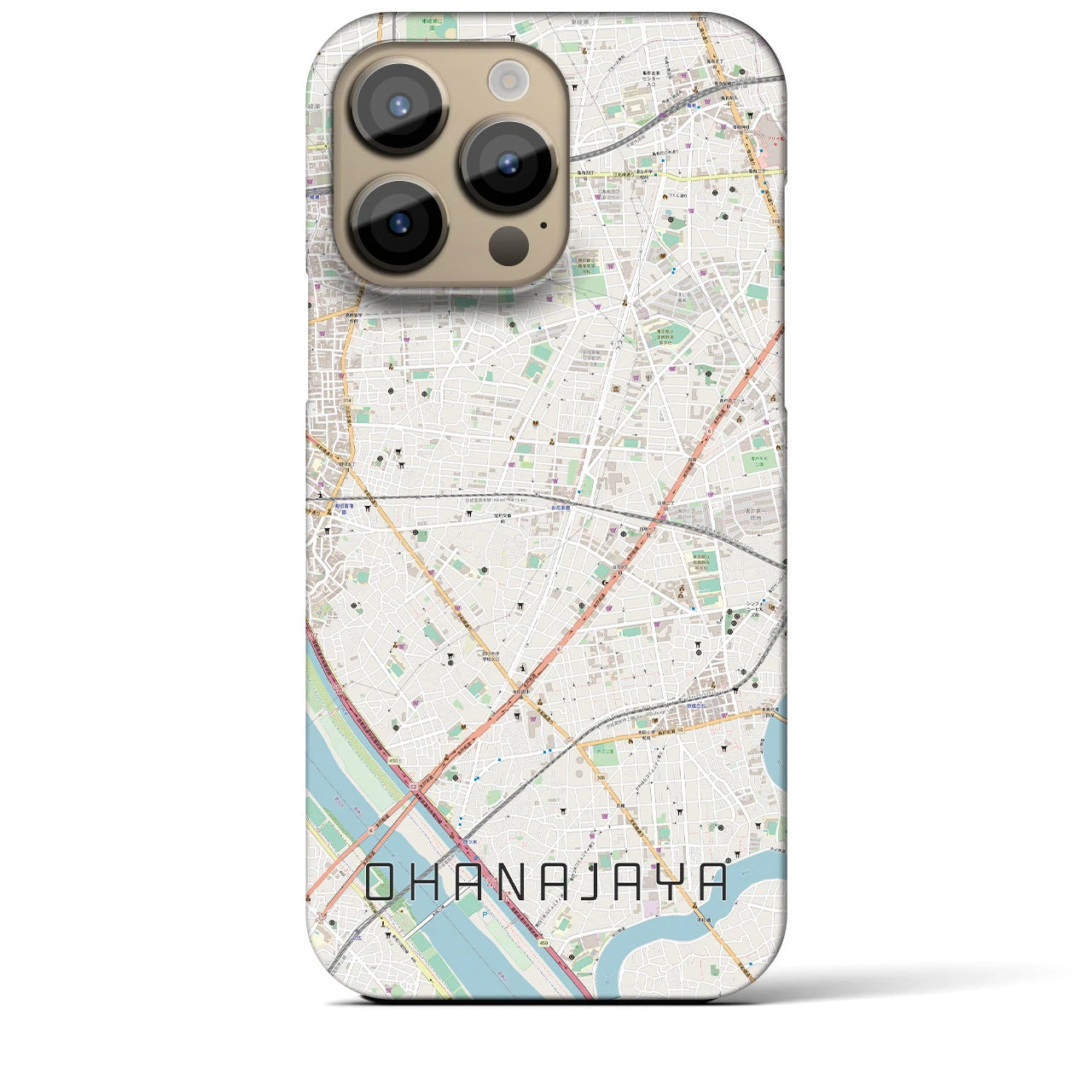 【お花茶屋】地図柄iPhoneケース（バックカバータイプ・ナチュラル）iPhone 14 Pro Max 用