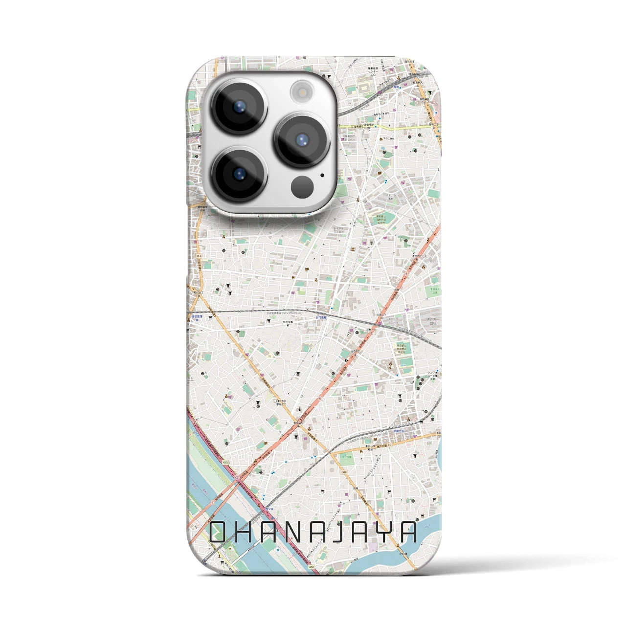 【お花茶屋】地図柄iPhoneケース（バックカバータイプ・ナチュラル）iPhone 14 Pro 用