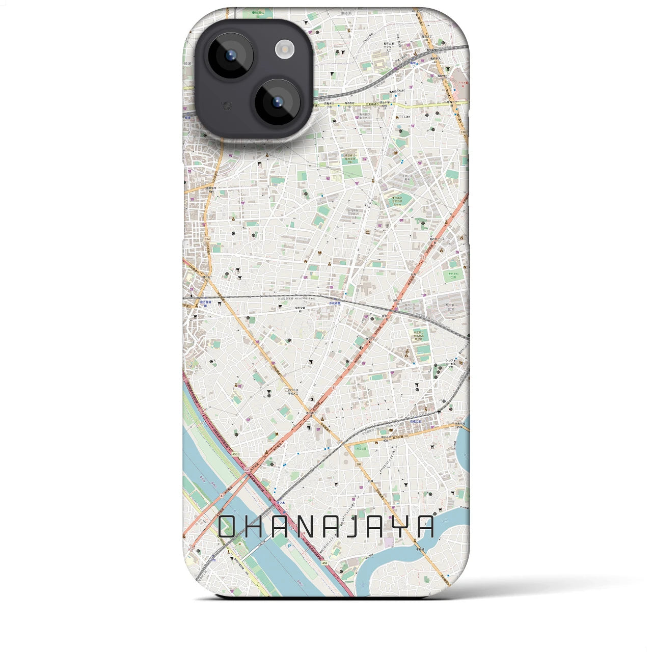 【お花茶屋】地図柄iPhoneケース（バックカバータイプ・ナチュラル）iPhone 14 Plus 用