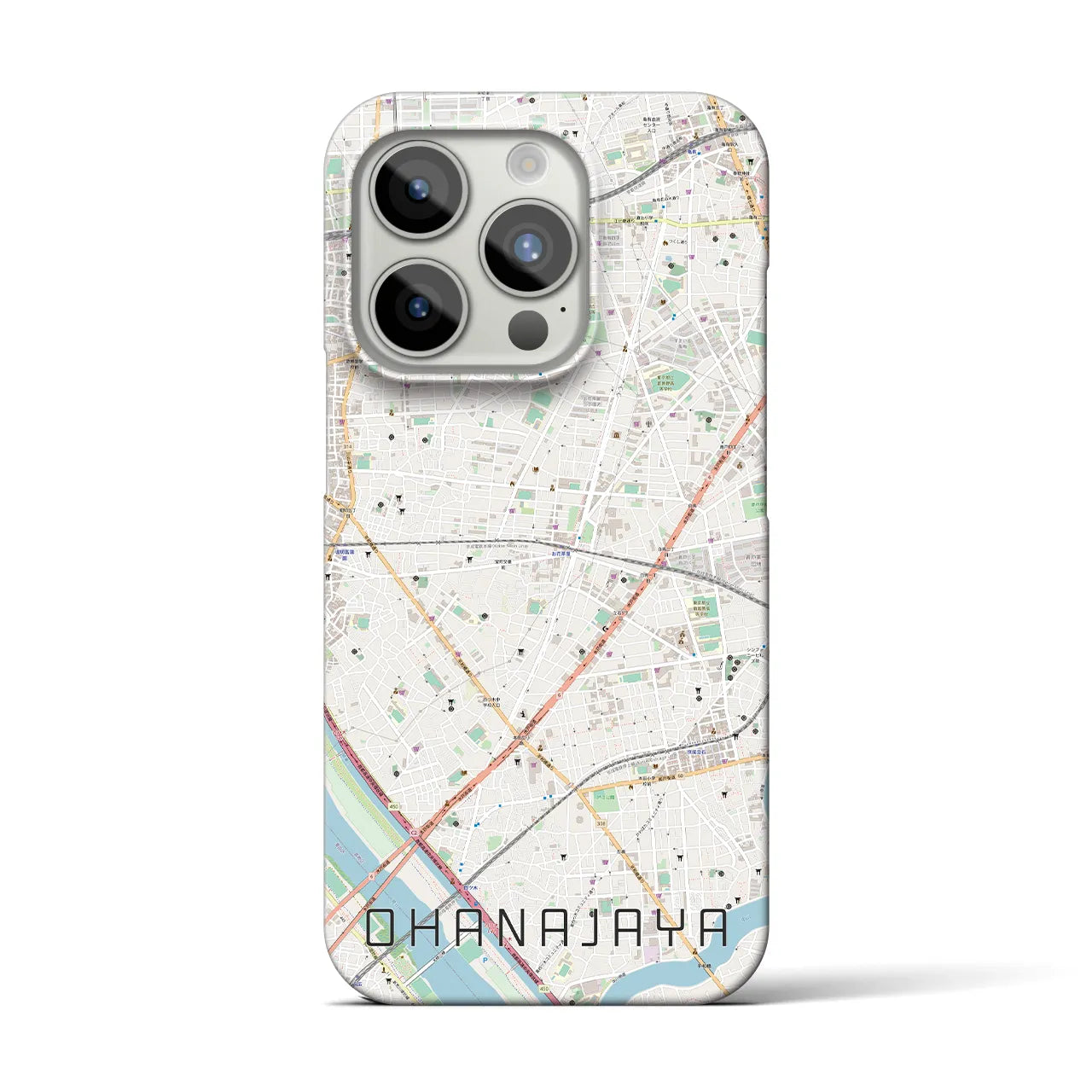 【お花茶屋】地図柄iPhoneケース（バックカバータイプ・ナチュラル）iPhone 15 Pro 用