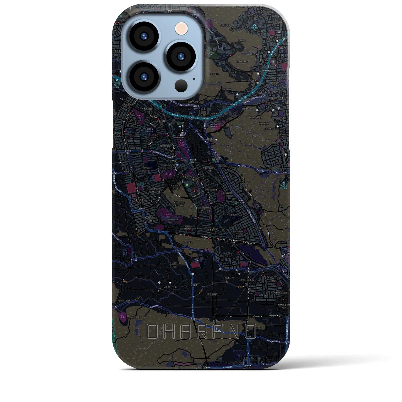 【大原野】地図柄iPhoneケース（バックカバータイプ・ブラック）iPhone 13 Pro Max 用