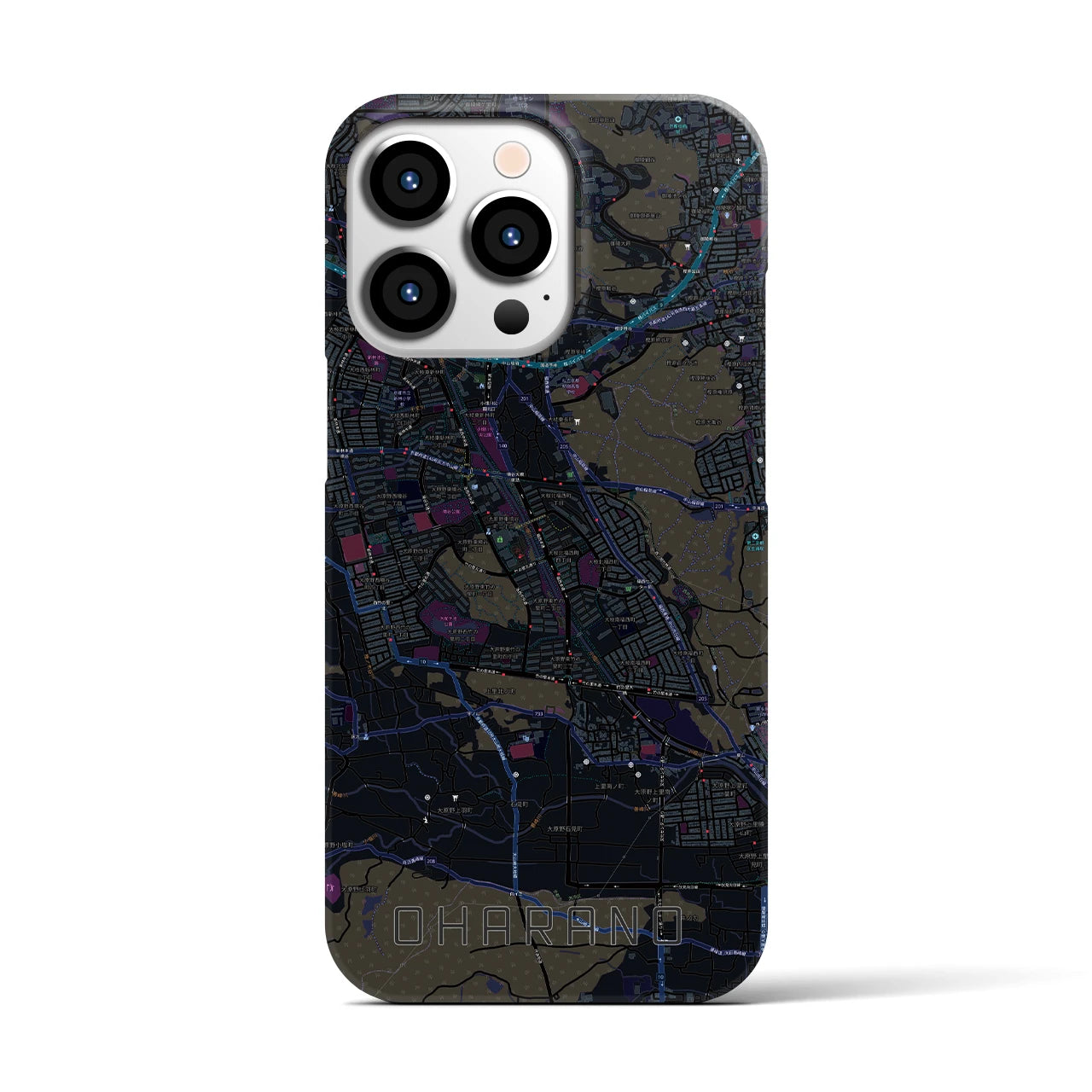 【大原野】地図柄iPhoneケース（バックカバータイプ・ブラック）iPhone 13 Pro 用