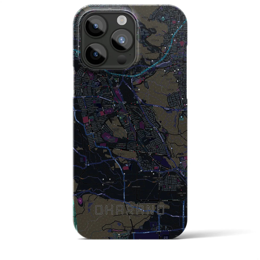 【大原野】地図柄iPhoneケース（バックカバータイプ・ブラック）iPhone 15 Pro Max 用