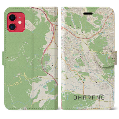 【大原野（京都府）】地図柄iPhoneケース（手帳タイプ）ナチュラル・iPhone 11 用