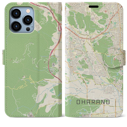 【大原野（京都府）】地図柄iPhoneケース（手帳タイプ）ナチュラル・iPhone 13 Pro Max 用