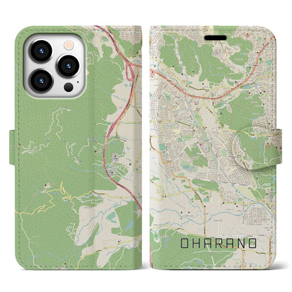 【大原野（京都府）】地図柄iPhoneケース（手帳タイプ）ナチュラル・iPhone 13 Pro 用