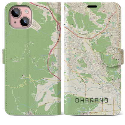 【大原野（京都府）】地図柄iPhoneケース（手帳タイプ）ナチュラル・iPhone 15 Plus 用