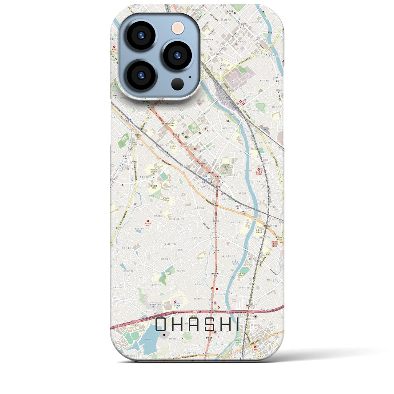 【大橋】地図柄iPhoneケース（バックカバータイプ・ナチュラル）iPhone 13 Pro Max 用