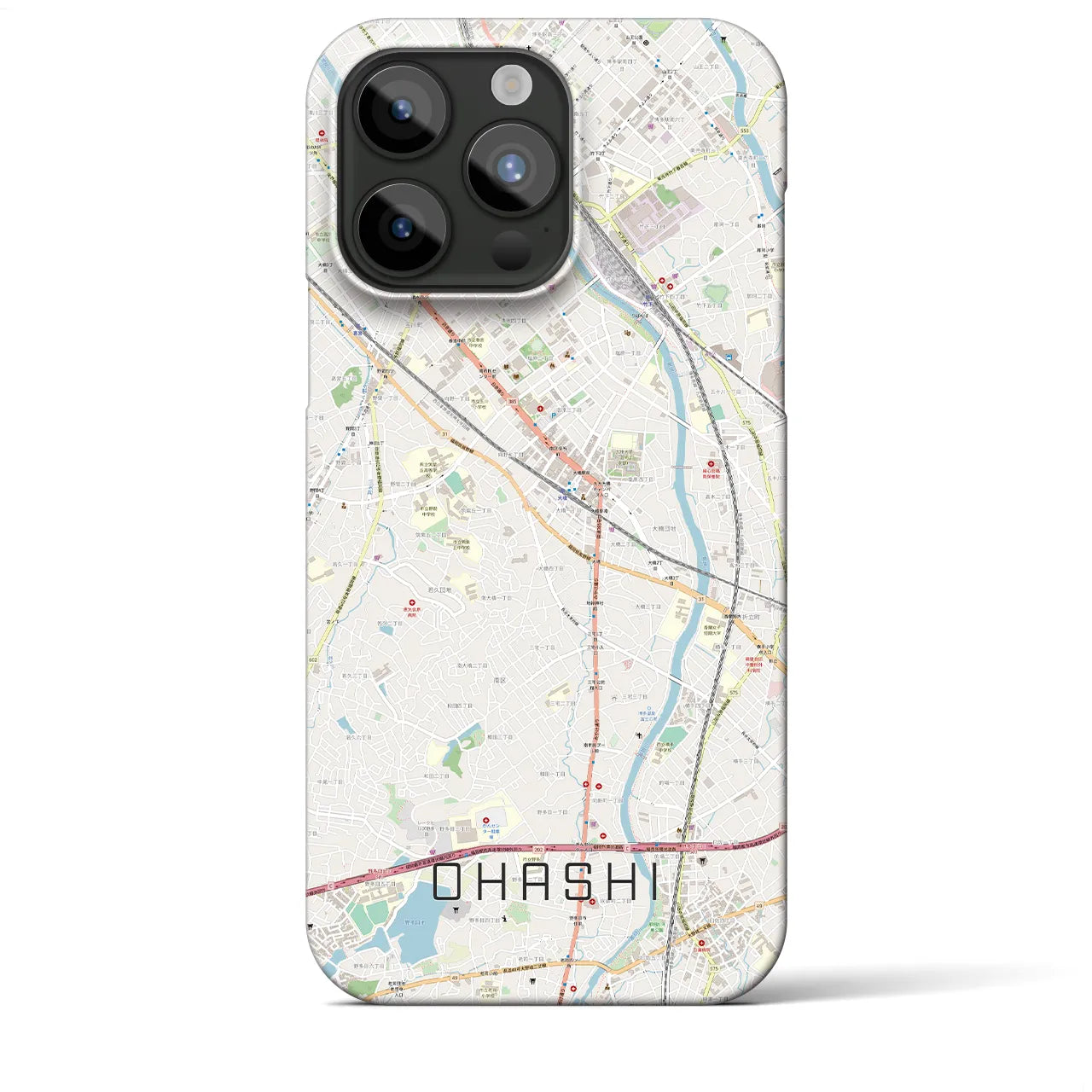 【大橋】地図柄iPhoneケース（バックカバータイプ・ナチュラル）iPhone 15 Pro Max 用