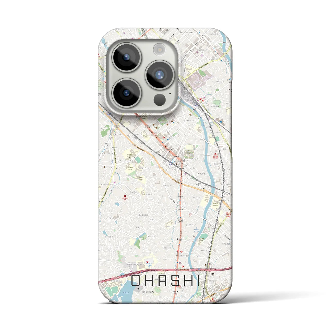 【大橋】地図柄iPhoneケース（バックカバータイプ・ナチュラル）iPhone 15 Pro 用