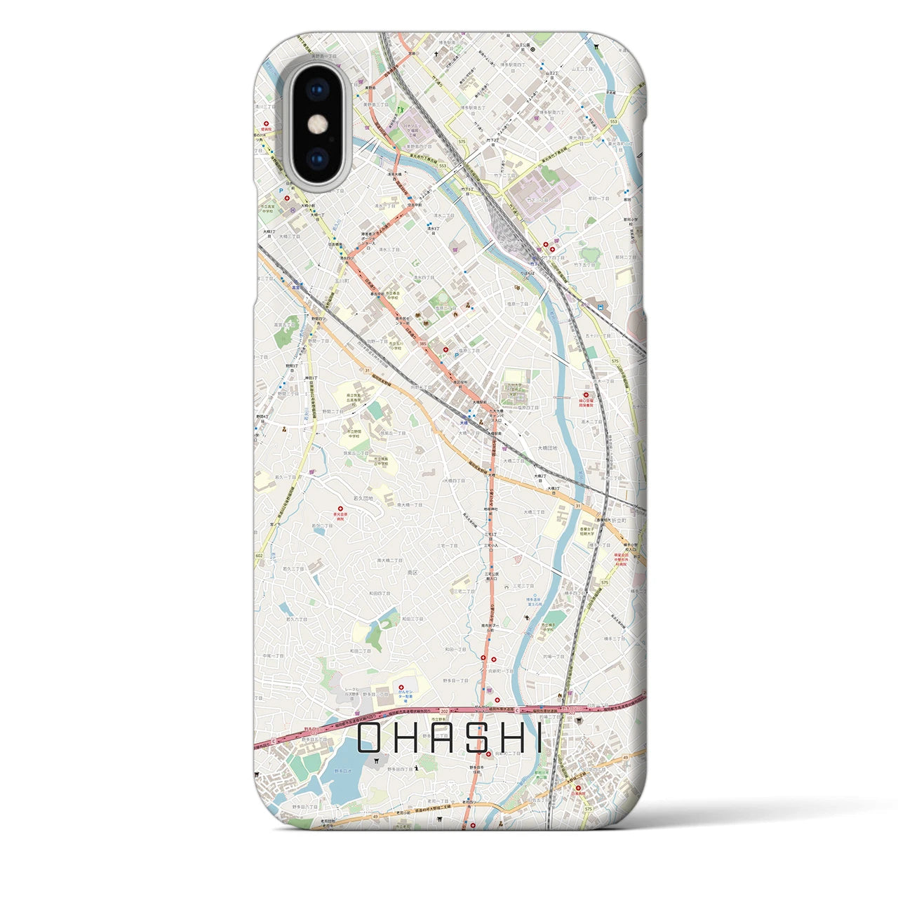 【大橋】地図柄iPhoneケース（バックカバータイプ・ナチュラル）iPhone XS Max 用