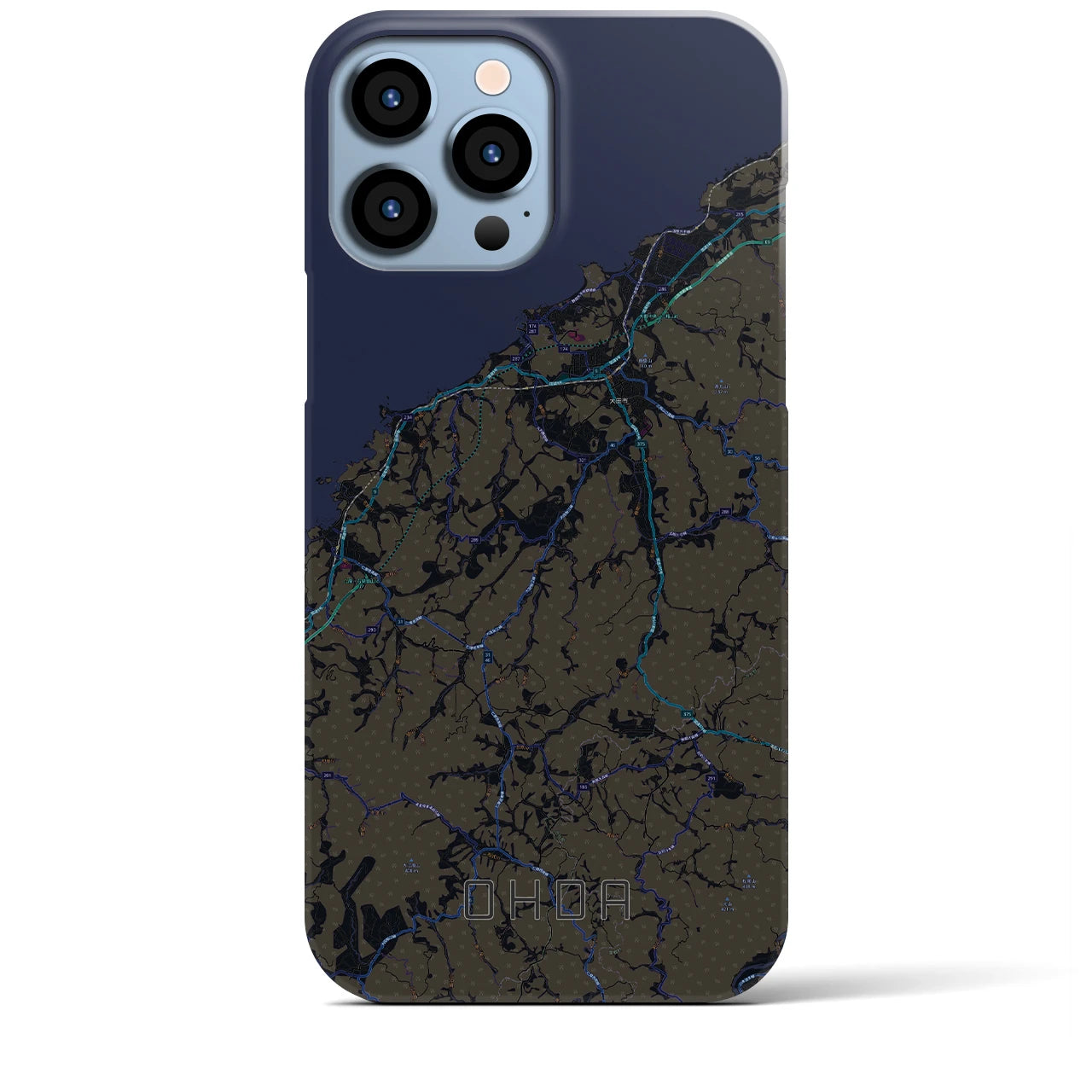【大田】地図柄iPhoneケース（バックカバータイプ・ブラック）iPhone 13 Pro Max 用